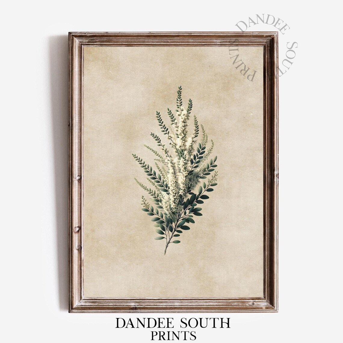 Green Botanical Art Print, French Country Vintage Floral