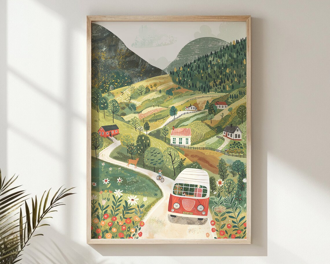 Playful Shapes Nature Scenery Nursery Art Print