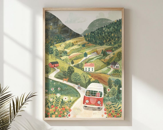 Playful Shapes Nature Scenery Nursery Art Print