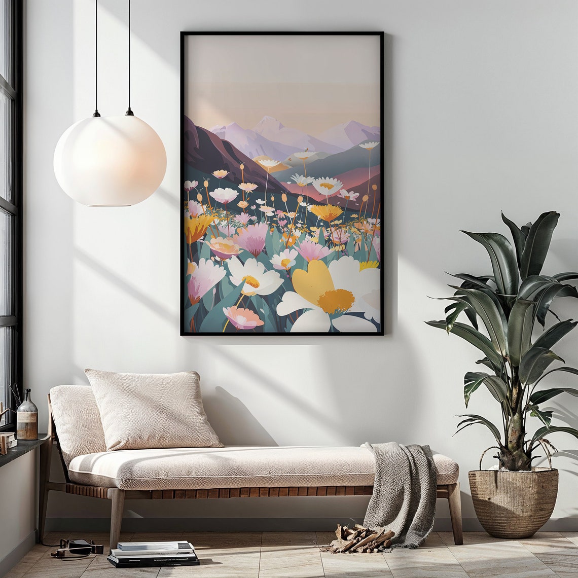 Wildflower Mountain Meadow Sunset Daisy Field Nature Wall Poster - Image 6