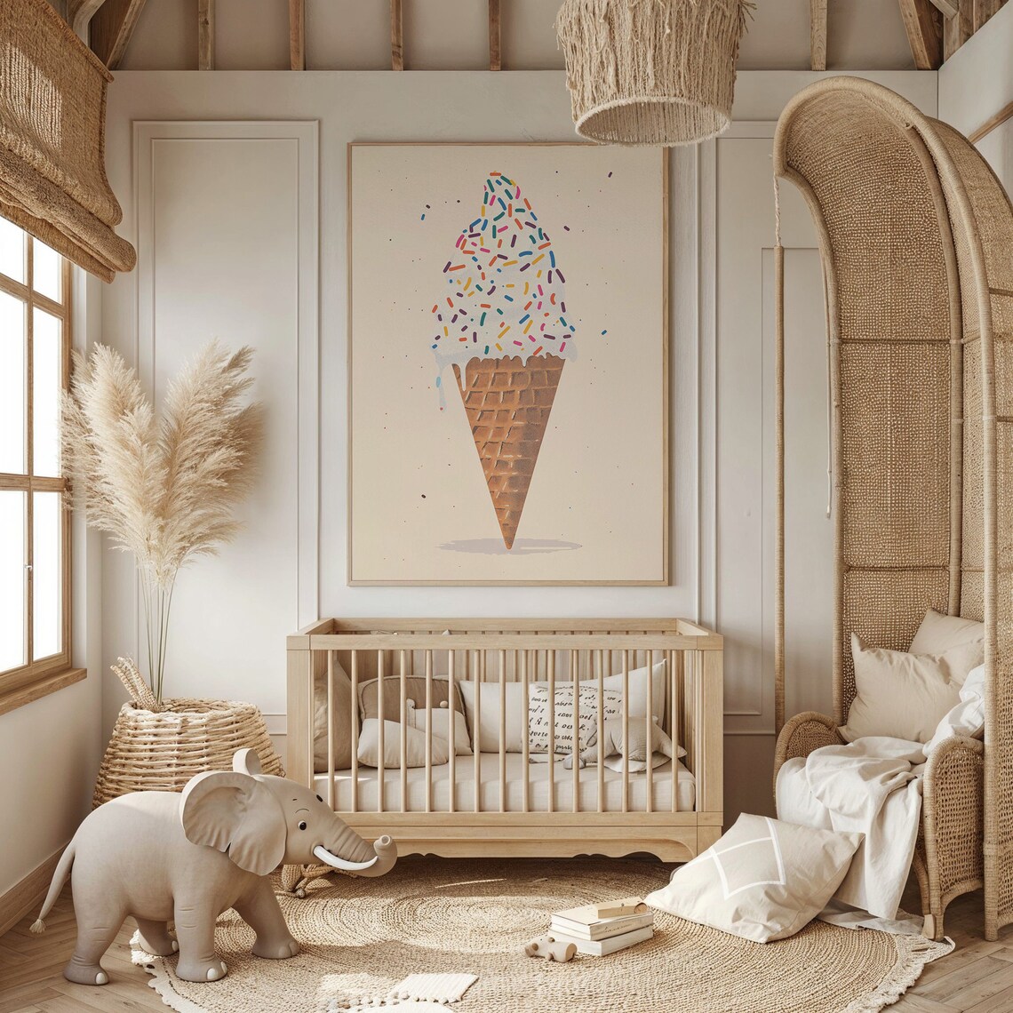 Ice Cream Cone Art Print, Nursery Kids Room Decor - Image 2