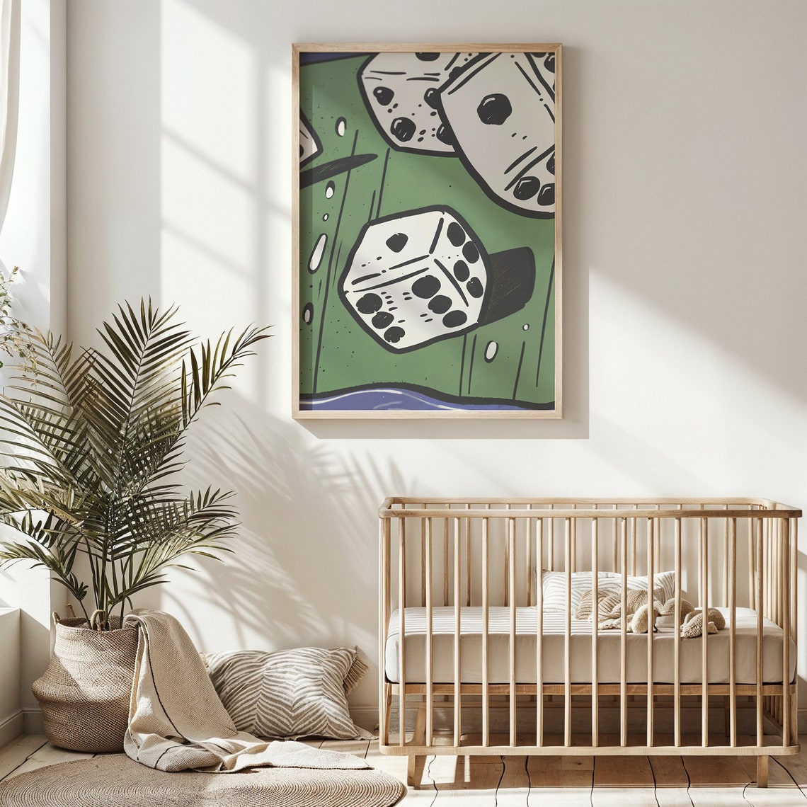 Rolling Dice Green Felt Pop Art Casino Game Room Wall Poster