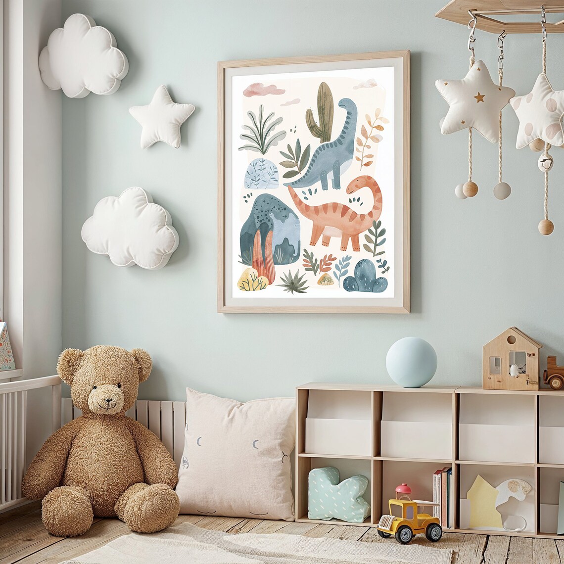 Watercolor Dinosaur Nursery Art Print, Kids Decor - Image 2