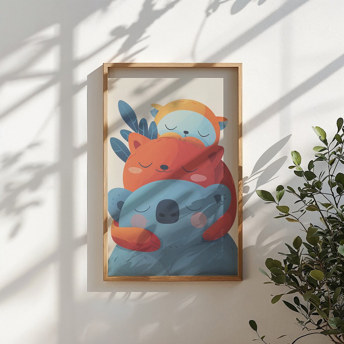 Cuddly Animals Hug Nursery Poster, Baby Koala Fox Otter - Image 5