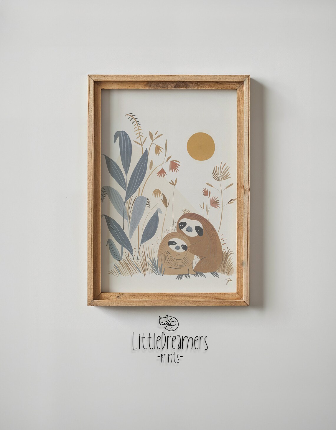Sloth Family Nursery Poster Sun Warm Botanical Cute Kids Room Art - Image 6