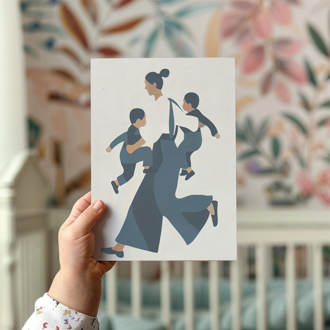 Mother And Children Art Family Nursery Wall Art Modern Kids Posters Minimalist Decor Motherhood Illustration Gift For New Mom - Image 2