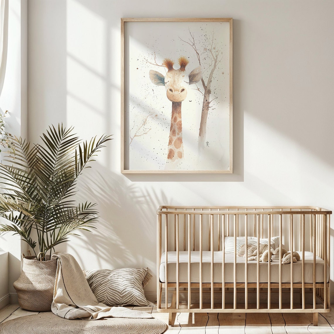 Baby Giraffe Watercolor Nursery Poster Soft Safari Style Kids Wall Art