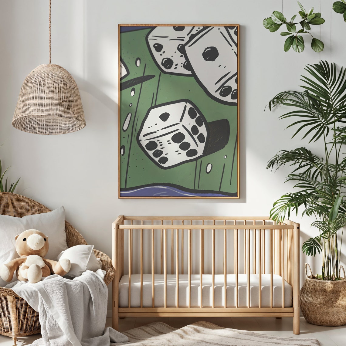 Rolling Dice Green Felt Pop Art Casino Game Room Wall Poster - Image 2