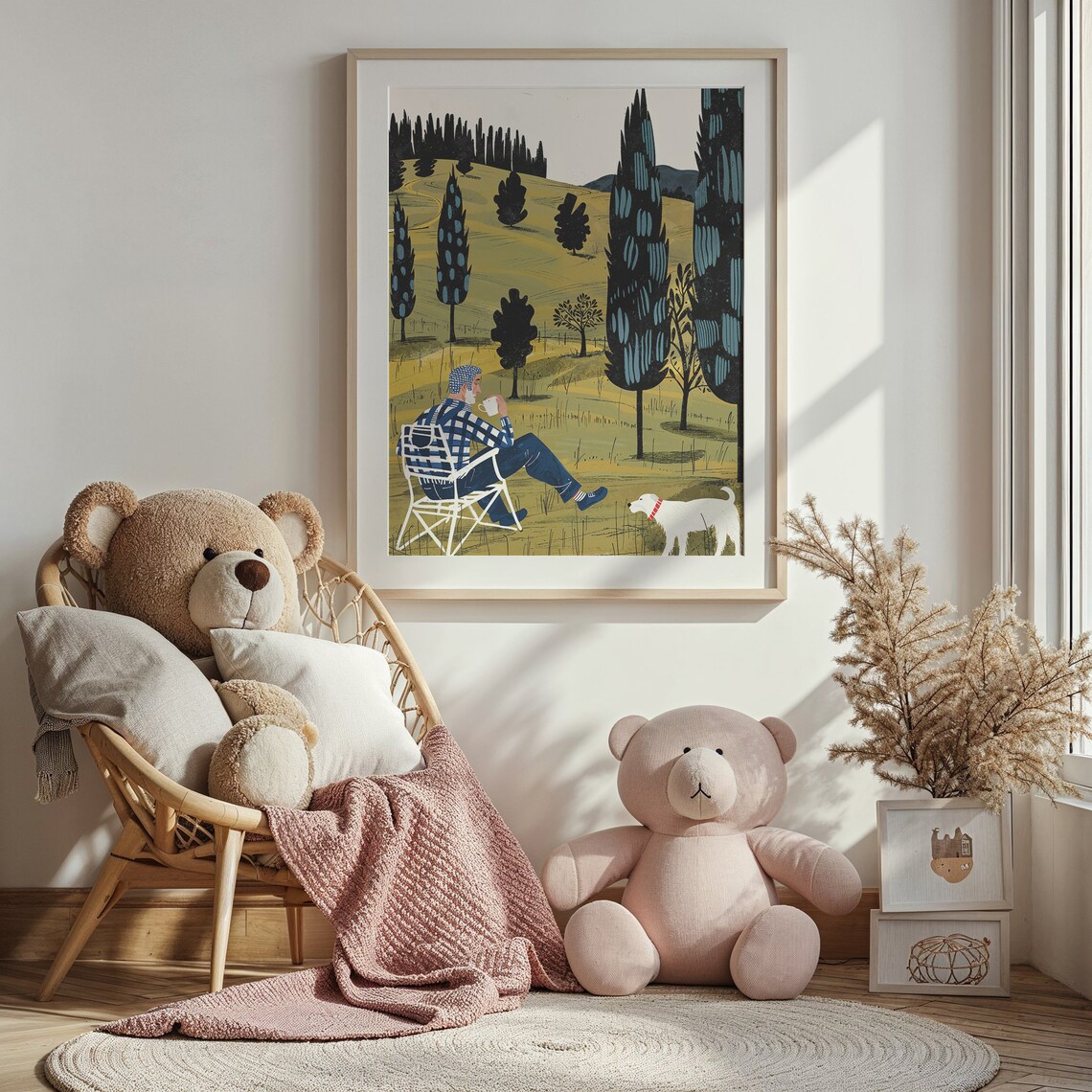 Man Coffee White Dog Cypress Hills Golden Countryside Wall Poster - Image 4