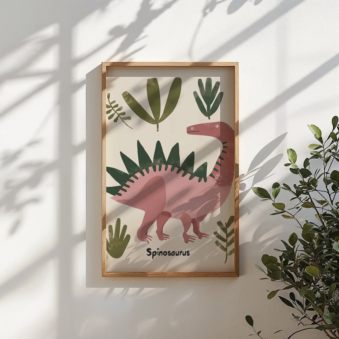 Spinosaurus Sail Backed Pink Dinosaur Educational Nursery Poster - Image 5