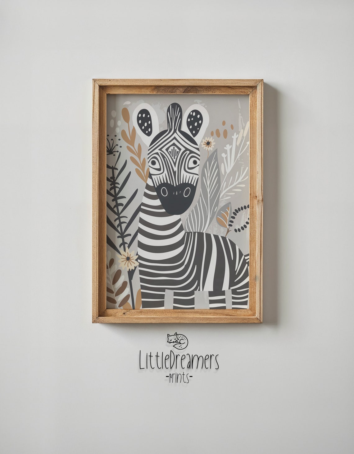 Zebra Safari Nursery Poster Folk Art Black White Botanical Kids Print - Image 6