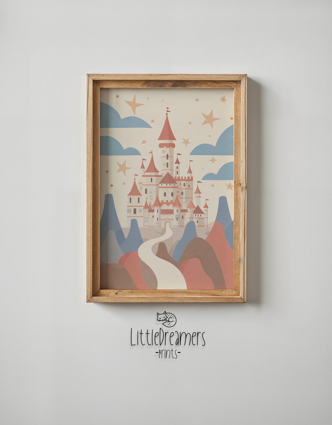 Whimsical Castle Red Spires Winding Road Colorful Hills Starry Poster - Image 5