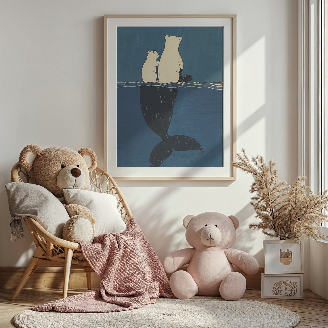 Polar Bears Riding Whale Back Deep Blue Ocean Friends Kids Poster - Image 5