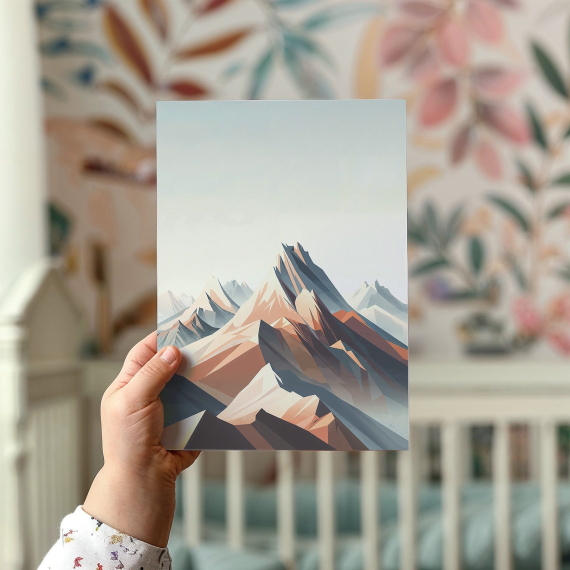 Abstract Geometric Mountain Peaks Terracotta Blue Modern Wall Poster - Image 2