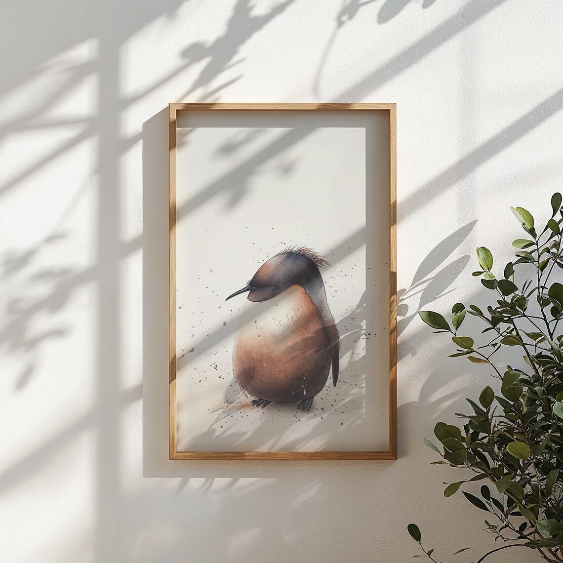 Baby Penguin Watercolor Fluffy Neutral Nursery Kids Room Animal Poster - Image 5