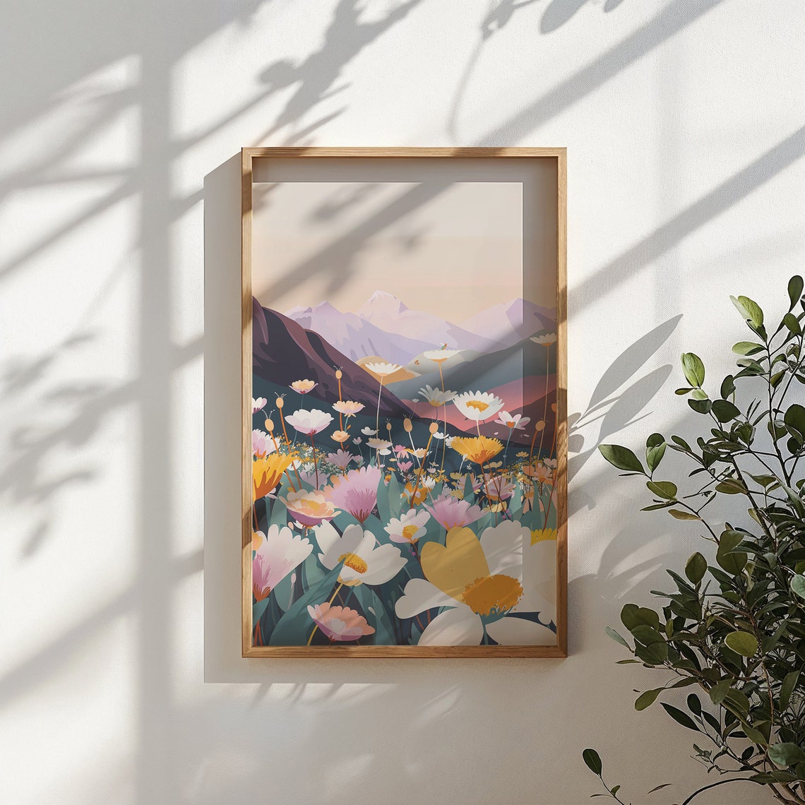 Wildflower Mountain Meadow Sunset Daisy Field Nature Wall Poster - Image 4
