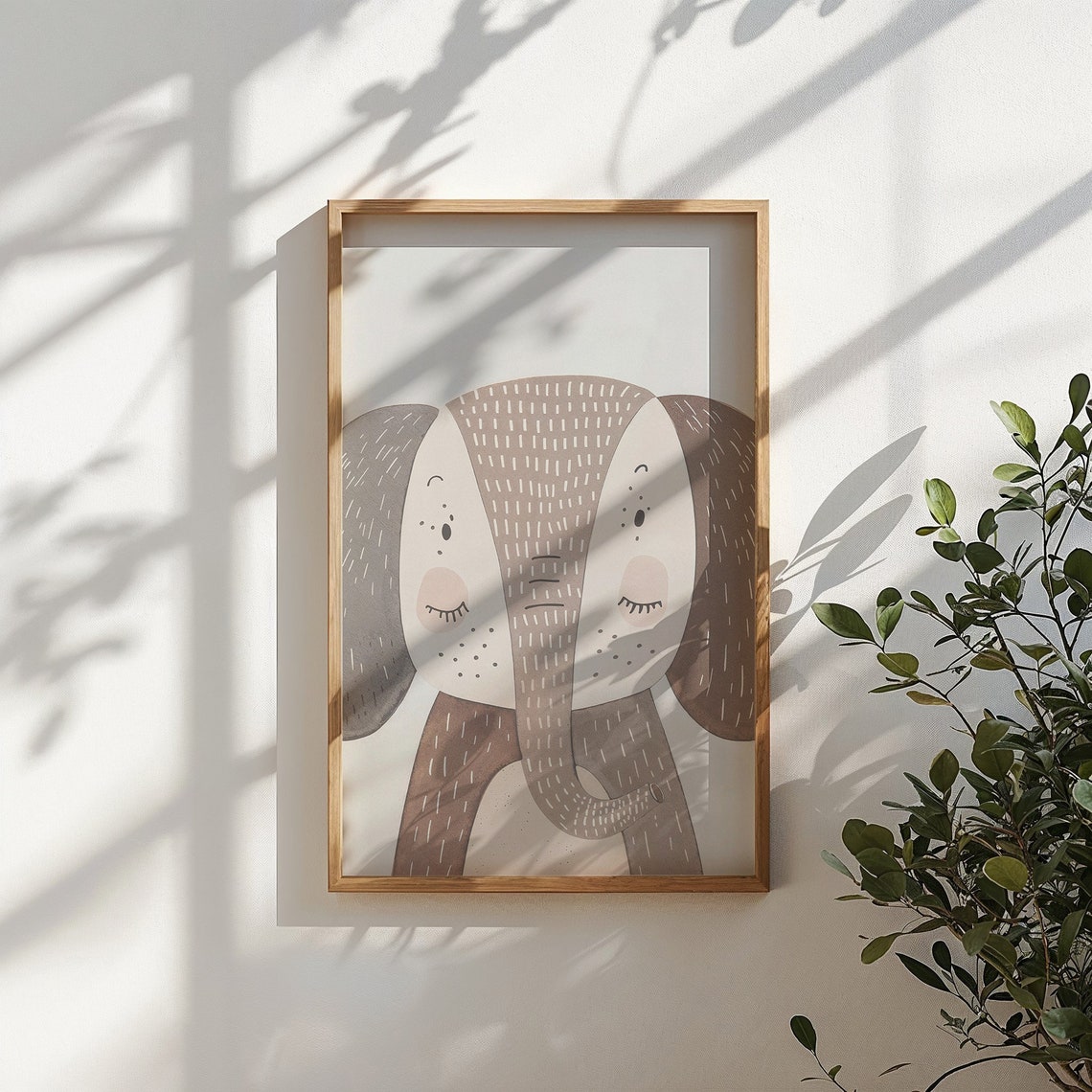 Elephant Face Nursery Poster Minimalist Gray Brown Baby Room Wall Art - Image 5