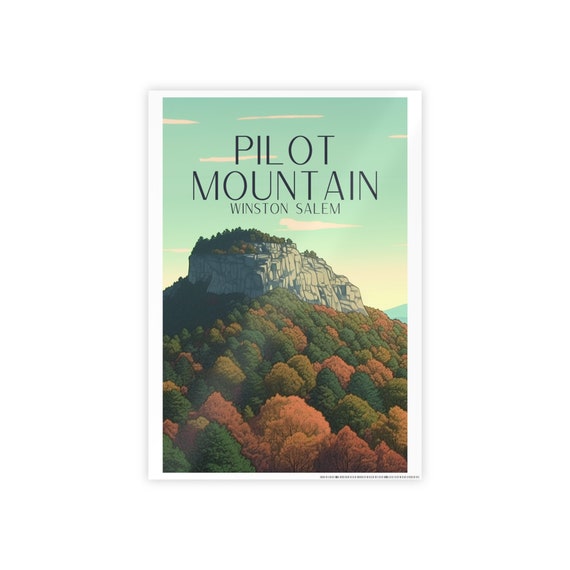 Pilot Mountain Travel Poster, Nature Landscape