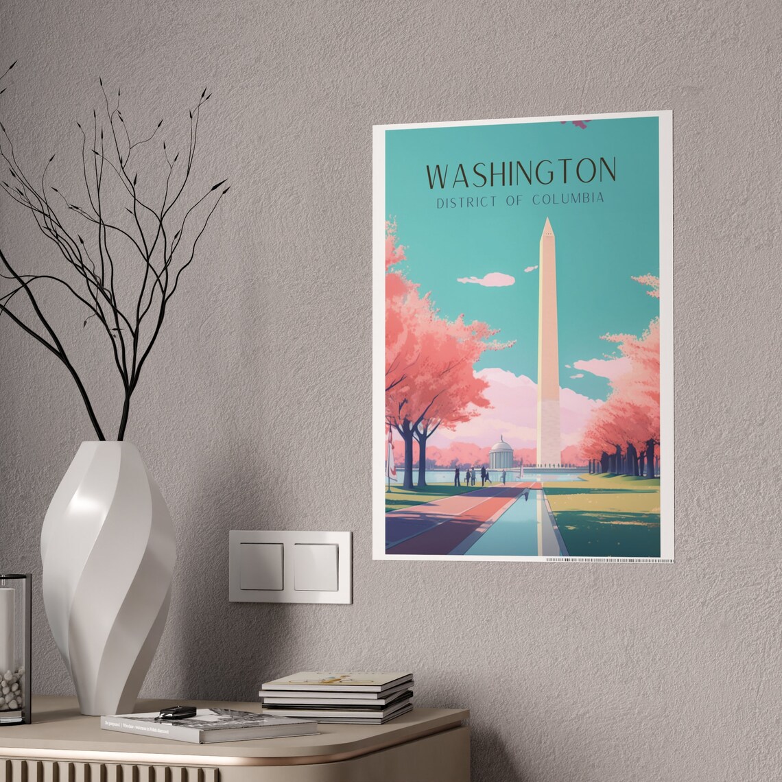 Washington Art Deco Travel Poster, Washington Monument - Image 4