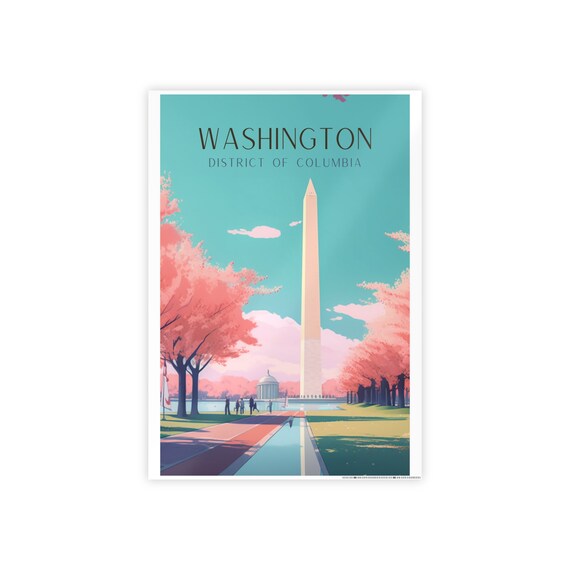 Washington Art Deco Travel Poster, Washington Monument