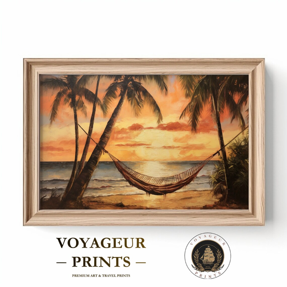 Warm Sunset Coast Oil Painting Art Print - Image 5