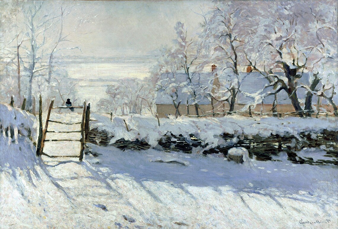 Claude Monet The Magpie 1869 Snowy Winter Bird Landscape Poster - Image 2