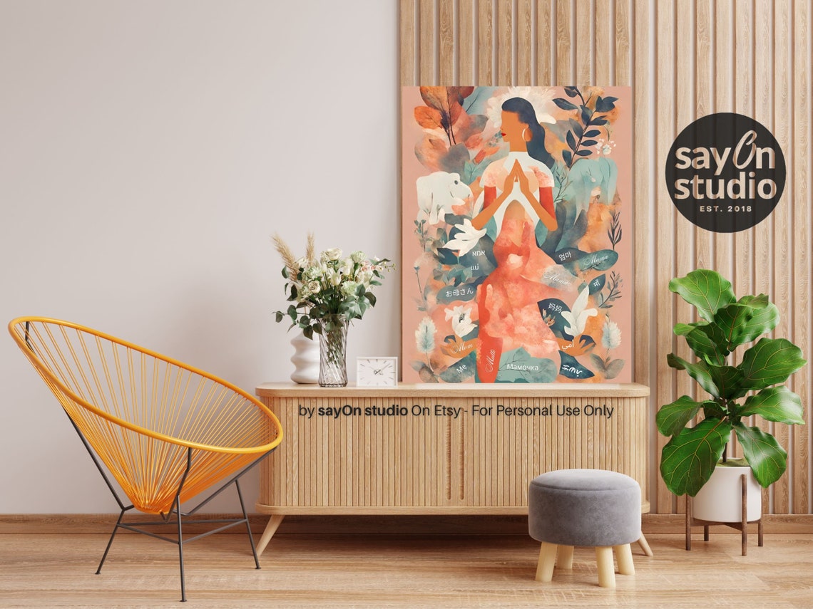 Unique Mothers Day Gift Multilingual Wall Art Mama Abstract Art Mama Poster Around The World - Image 5