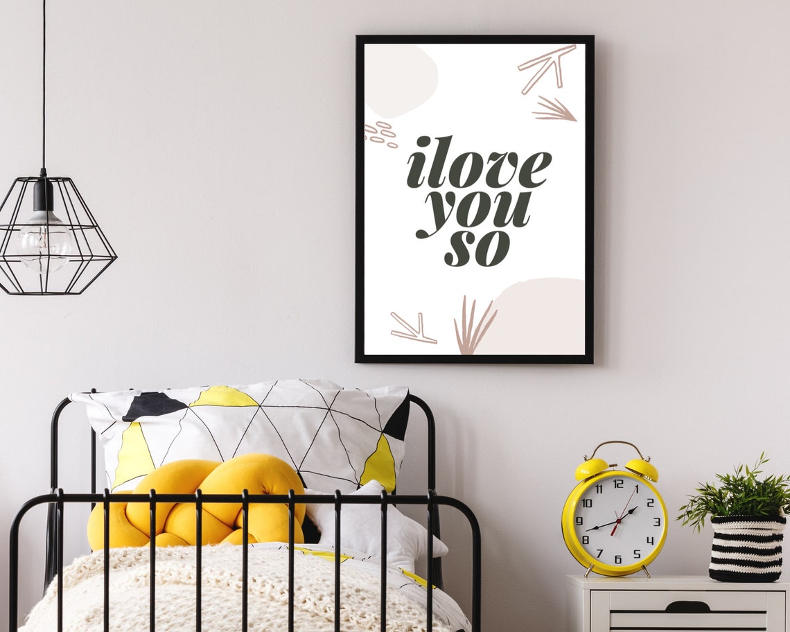 I Love You So Dark Serif Blush Abstract Botanical Love Quote Poster - Image 2