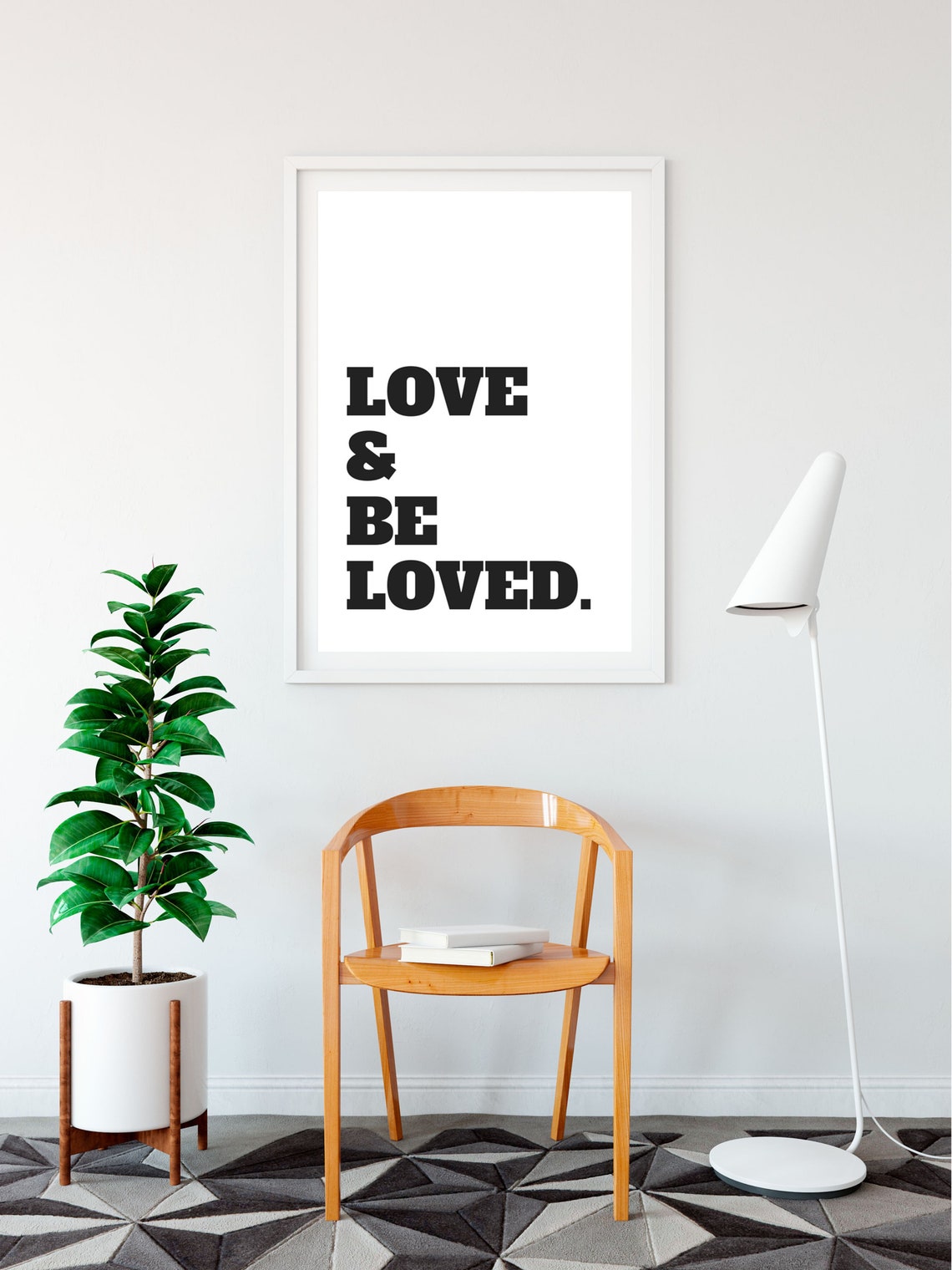 Love and Be Loved Bold Black Type Minimalist Scandinavian Wall Poster - Image 2