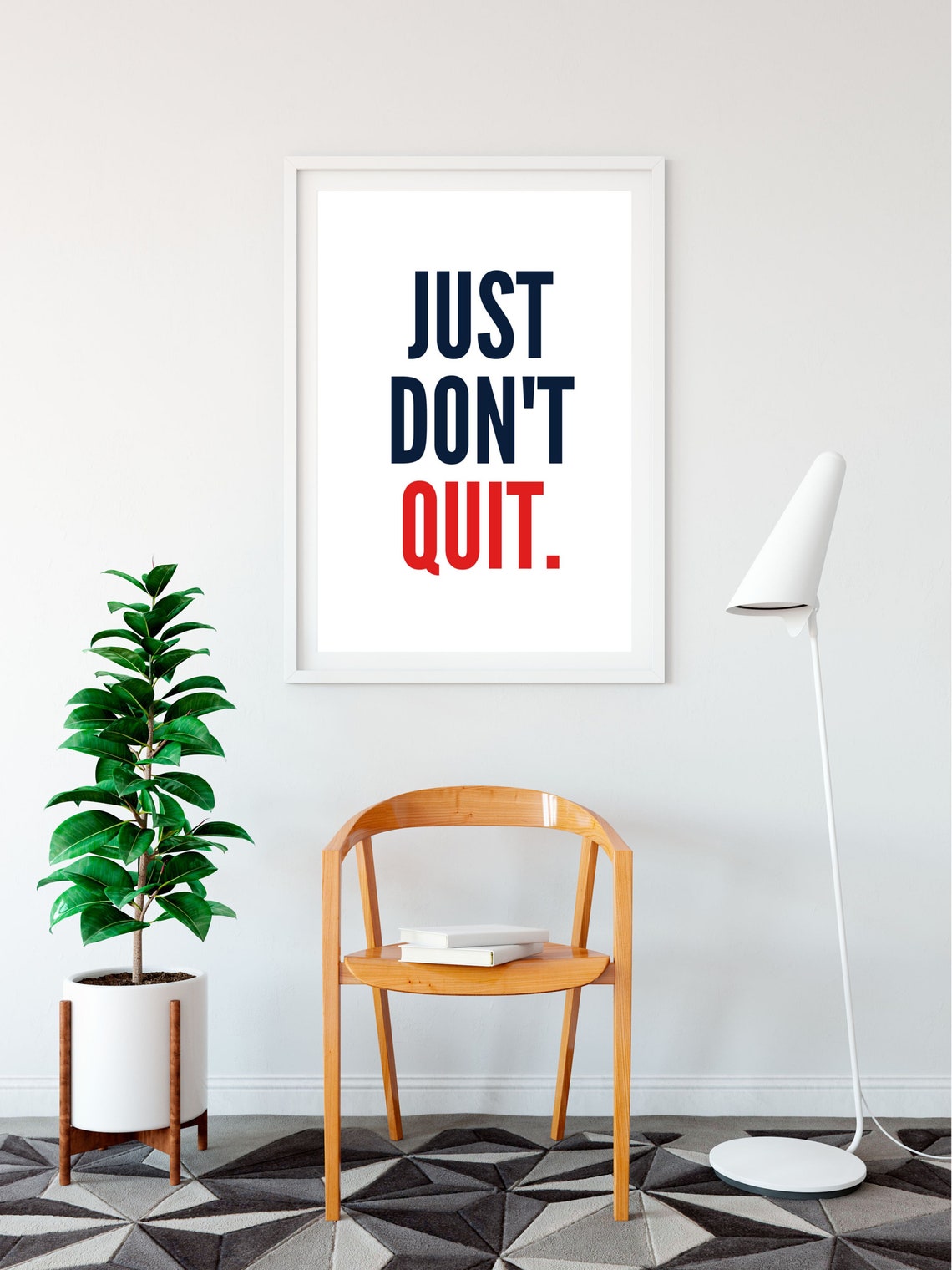 Just Dont Quit Navy Red Bold Sans Serif Office Motivation Quote Poster - Image 3