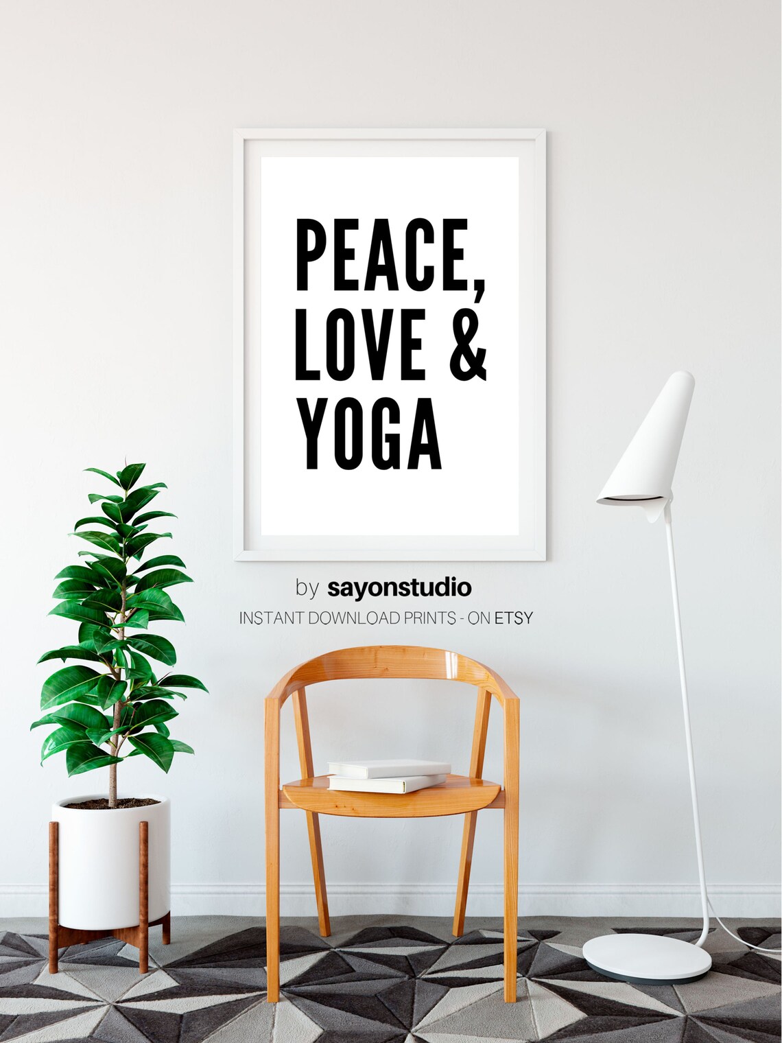 Peace Love And Yoga Bold Black Sans Serif Yoga Studio Mindfulness Poster - Image 3