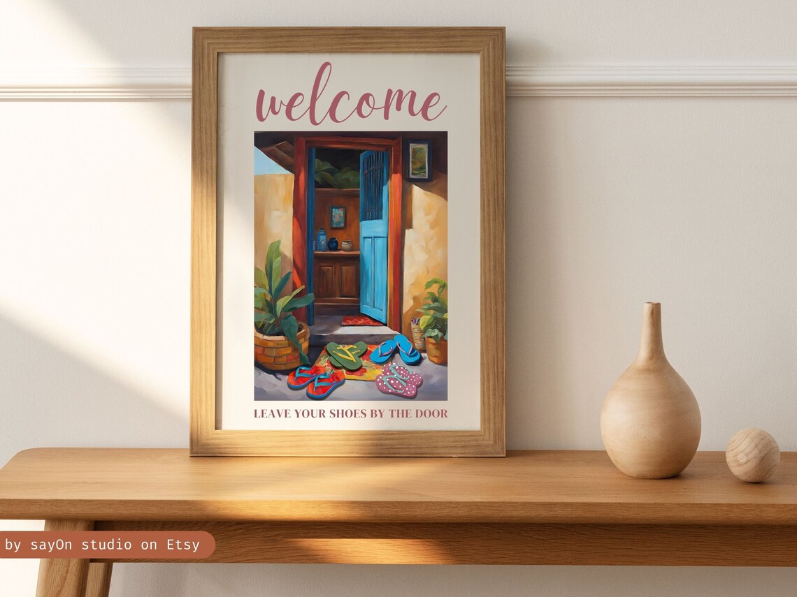 Welcome Leave Your Shoes By The Door Entryway Painting Poster - Image 4