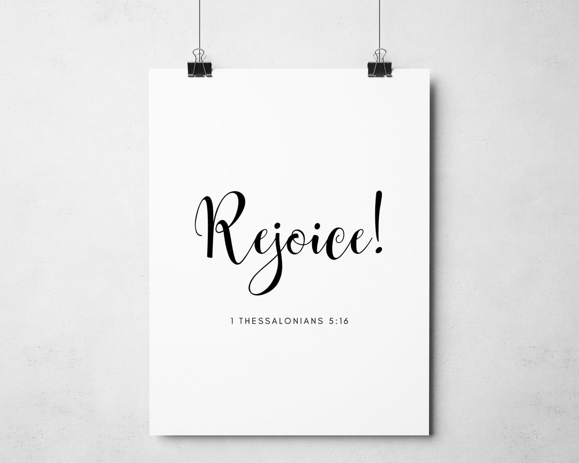 Rejoice 1 Thessalonians 5:16 Elegant Script Bible Verse Wall Art - Image 3