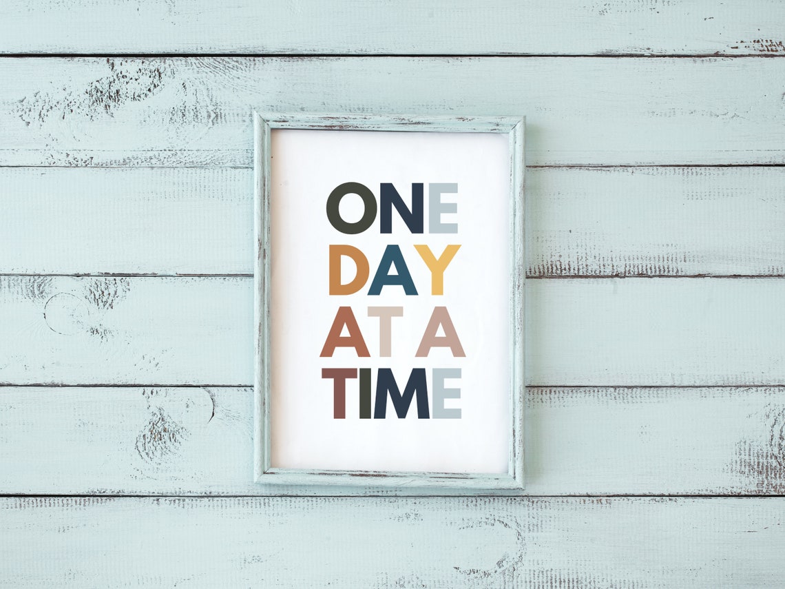 One Day At A Time Boho Rainbow Typography Motivational Quote Poster - Image 5