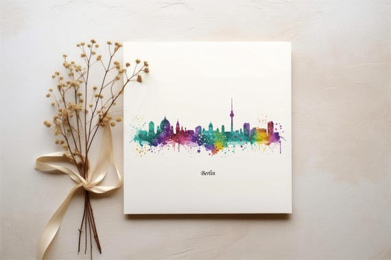 Watercolor Berlin Skyline Print Germany Cityscape Art