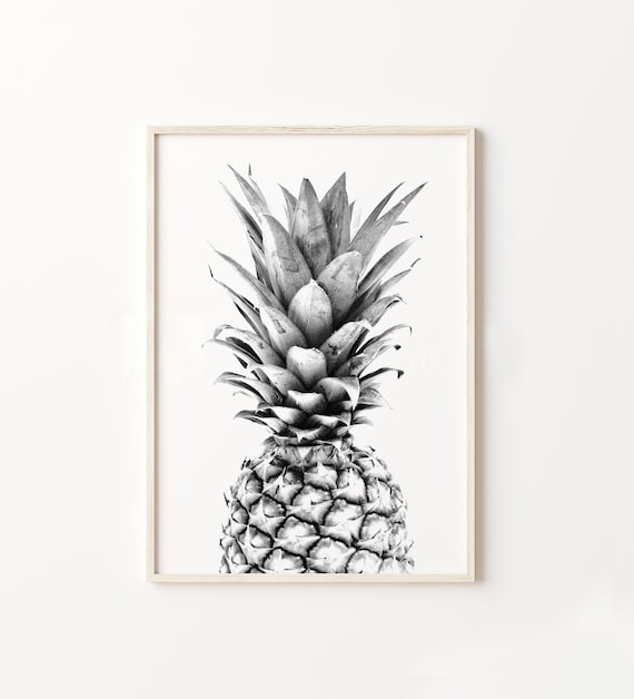 Pineapple Print, Black And White Minimalist Poster