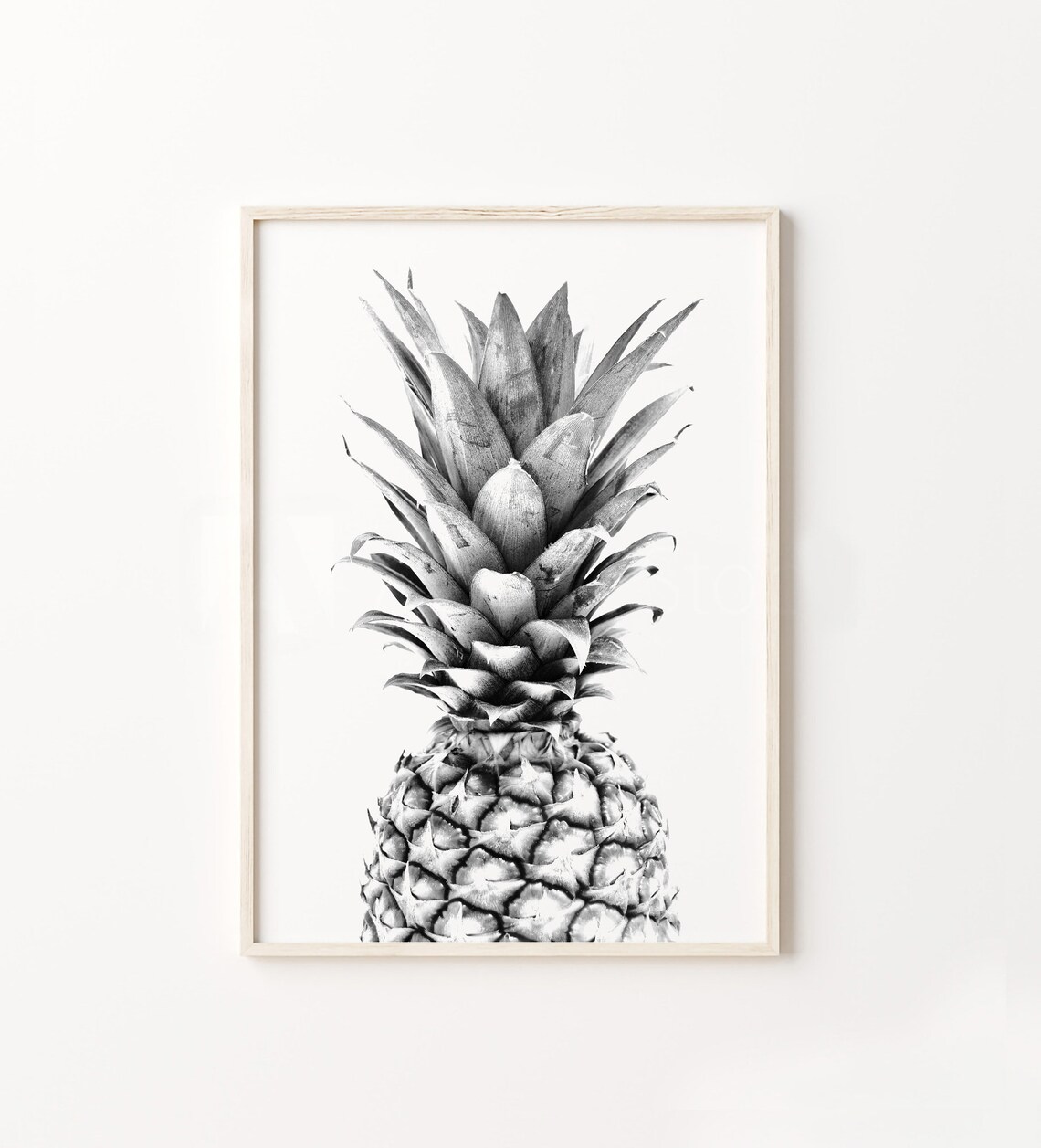 Pineapple Print, Black And White Minimalist Poster