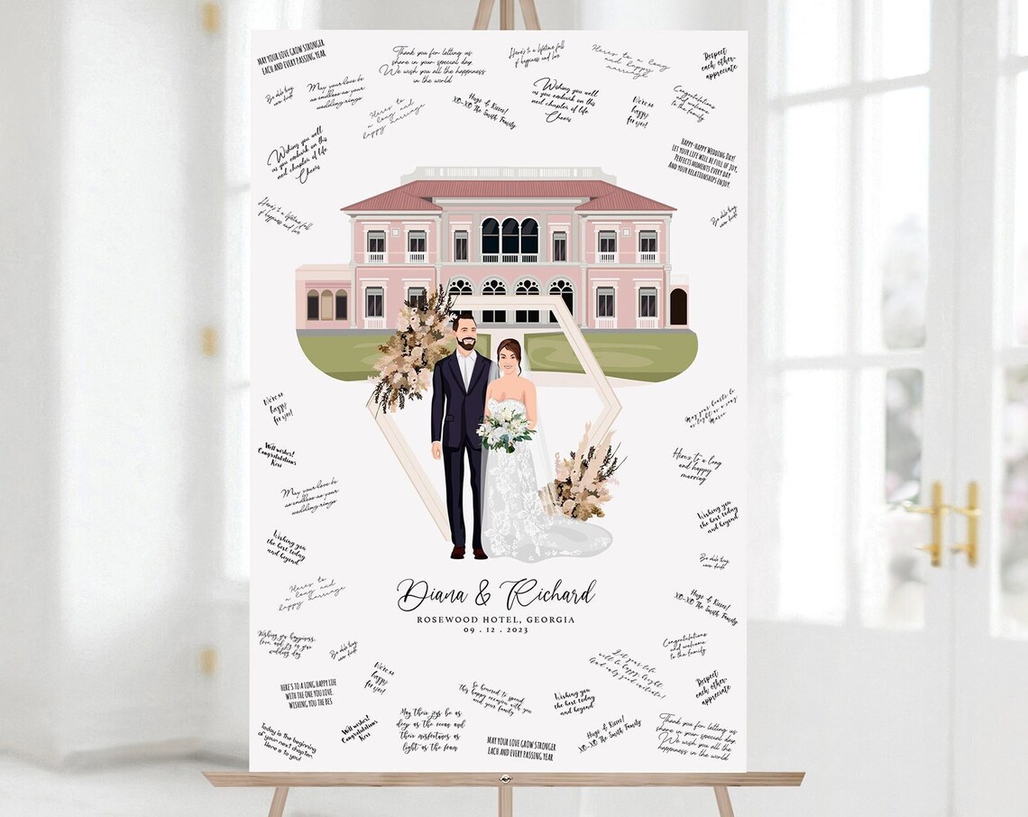 Wedding Venue Mansion Portrait Guest Book Alternative Poster