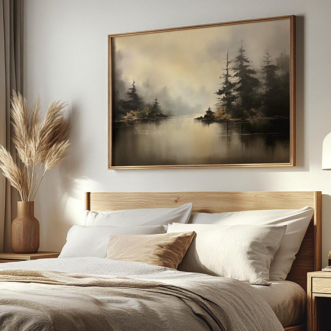 Foggy Forest Lake Landscape Misty Pine Reflection Nature Art Poster - Image 2