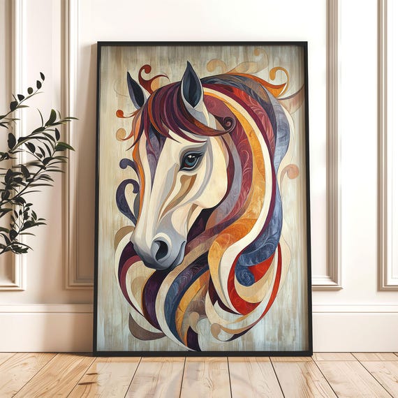Cute Horse Portrait Abstract Pony Painting