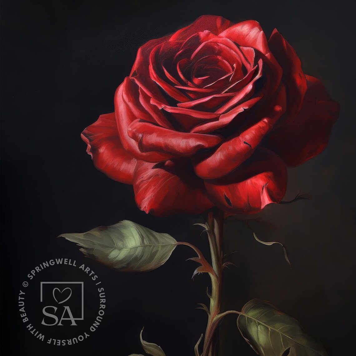 Moody Red Rose Vintage Botanical Art Print - Image 2