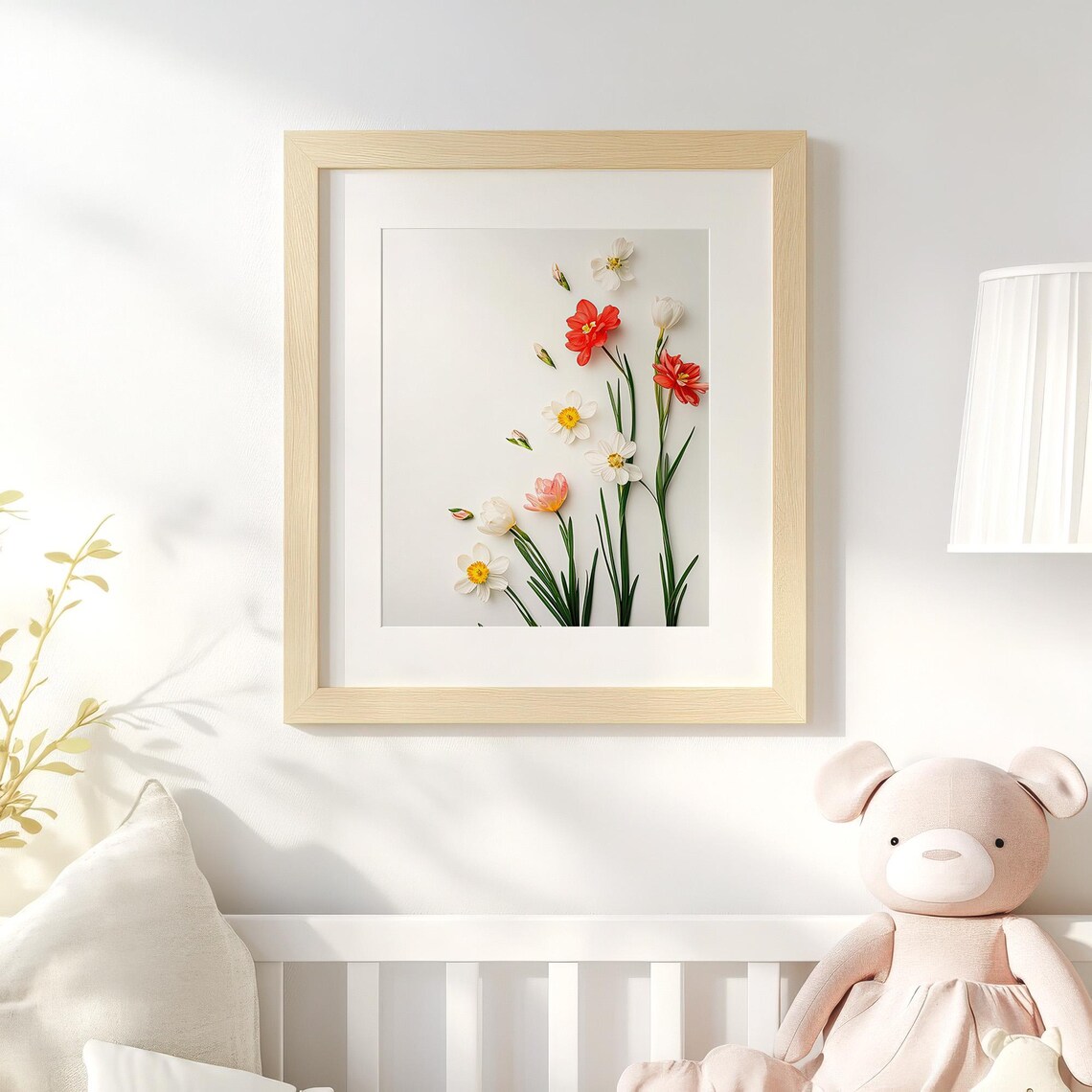 Daffodils and Tulips Spring Flowers Minimalist Floral Botanical Wall Art - Image 2