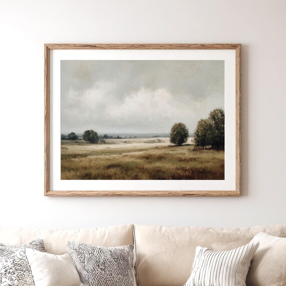 Vintage Prairie Landscape, Serene Countryside Art Print