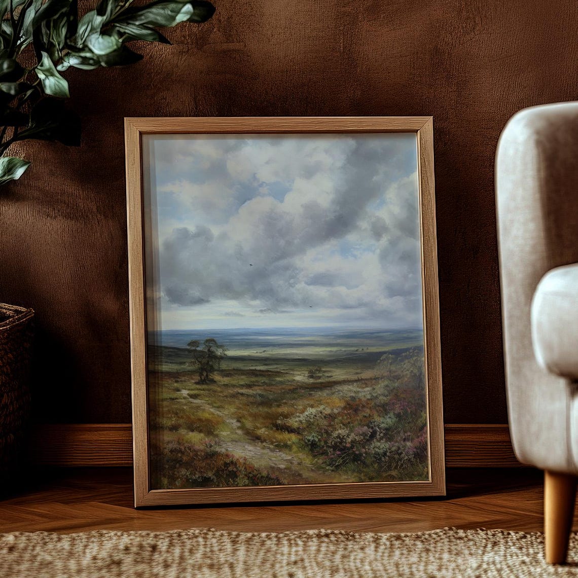 Windswept Moorland Cloudy Sky Antique Countryside Landscape Poster - Image 3