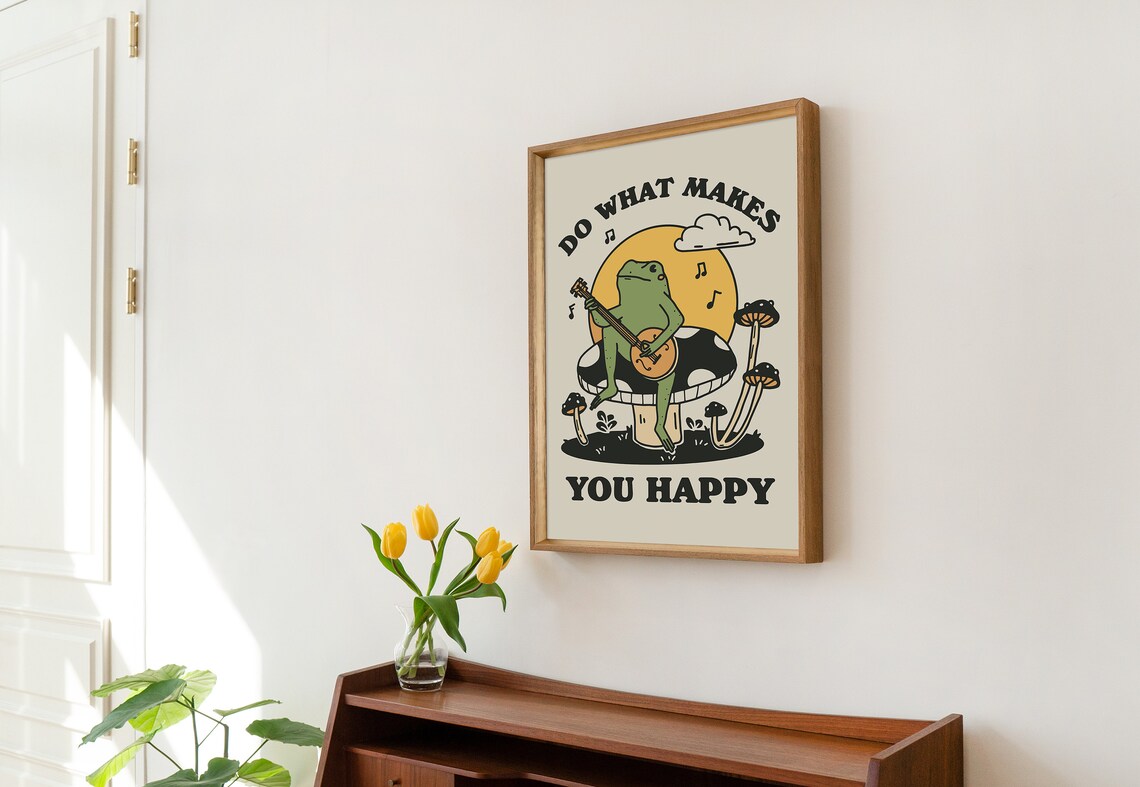 Banjo Frog Vintage Mushroom Illustration Art Print - Image 2