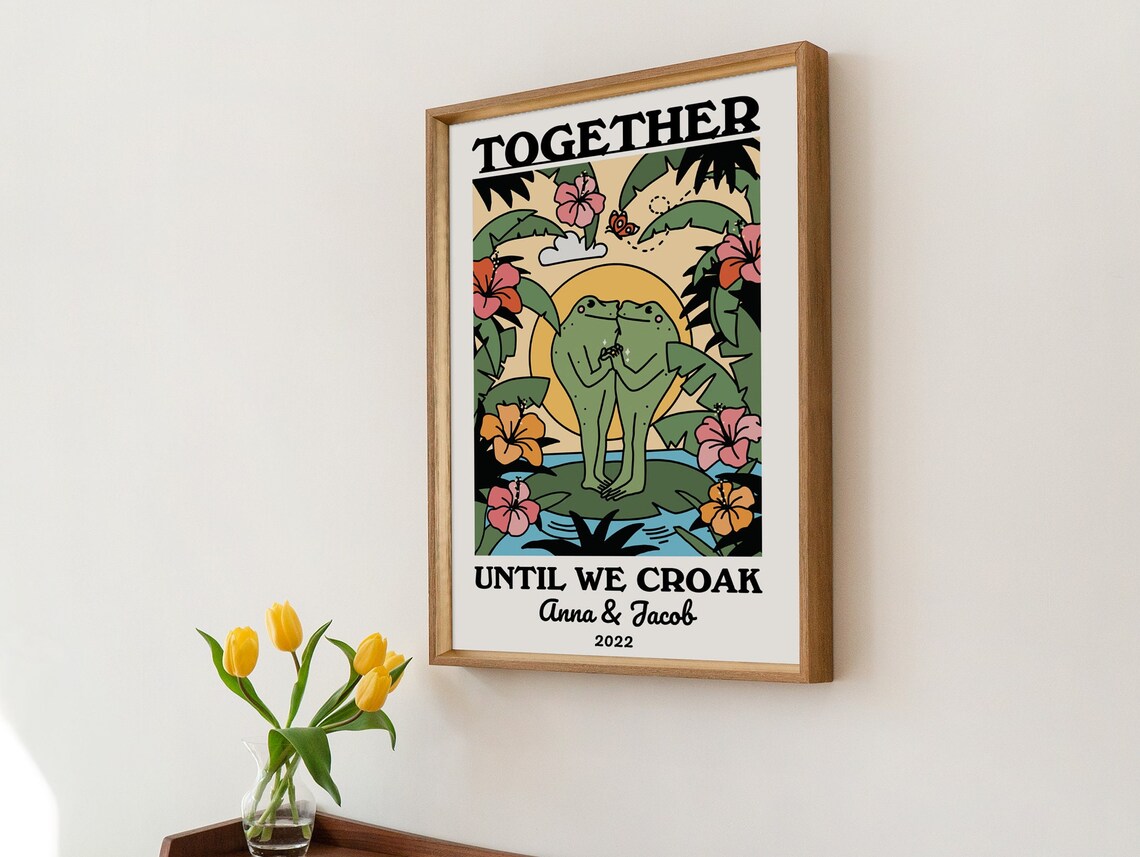 Custom Tropical Frog Print, Retro Mushroom Art Print - Image 3