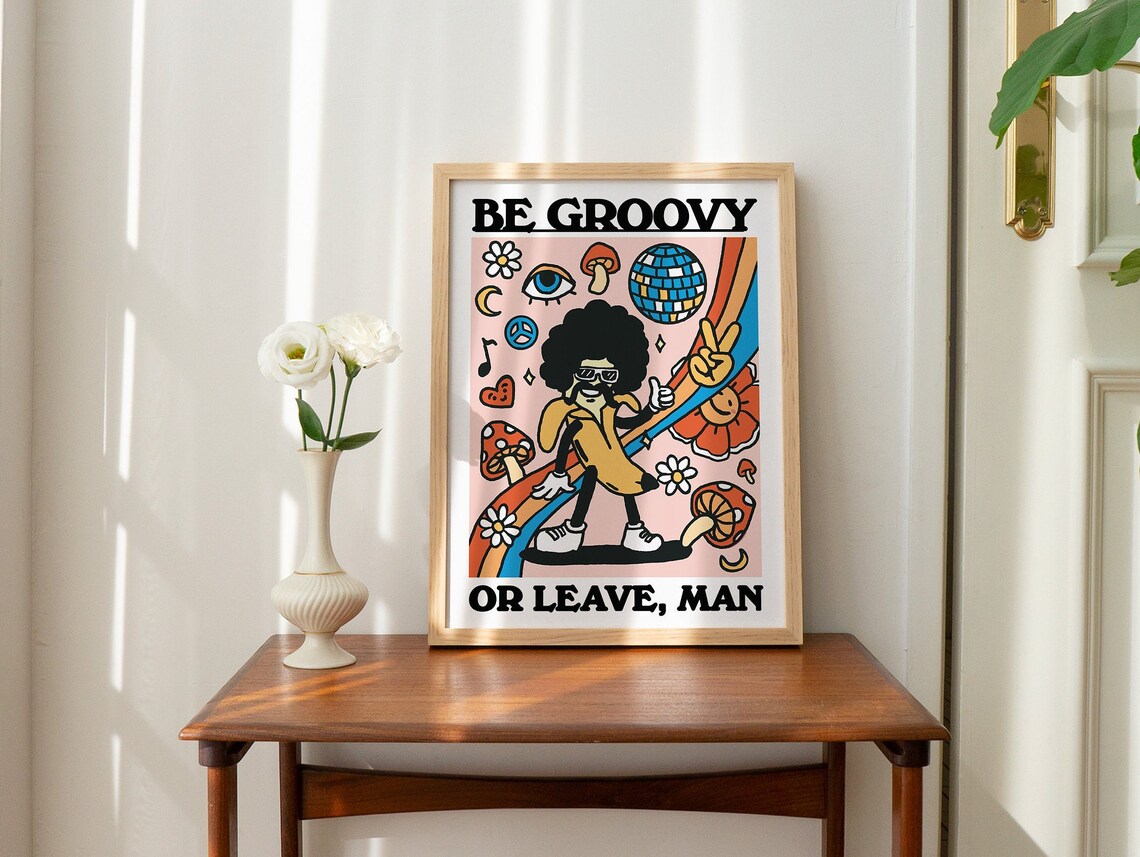 Groovy Banana Retro Aesthetic Art Print - Image 2