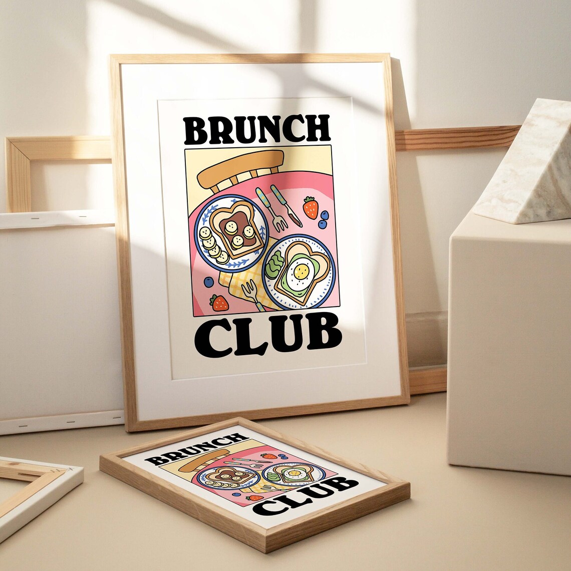 Eclectic Pink Kitchen Brunch Club Poster Print - Image 3