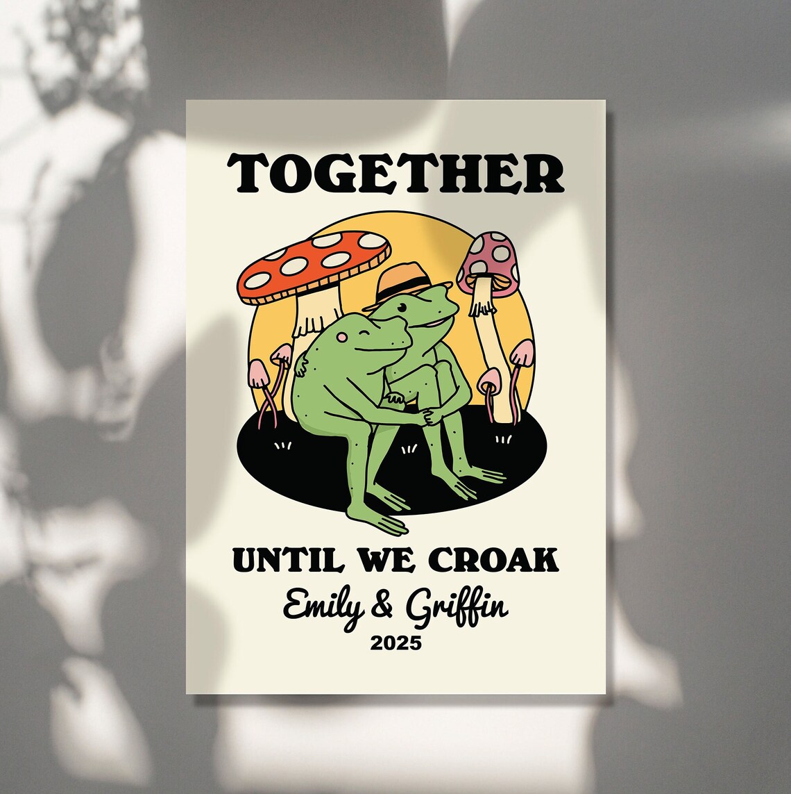 Personalized Couple Frog Illustration Love Art Print - Image 2