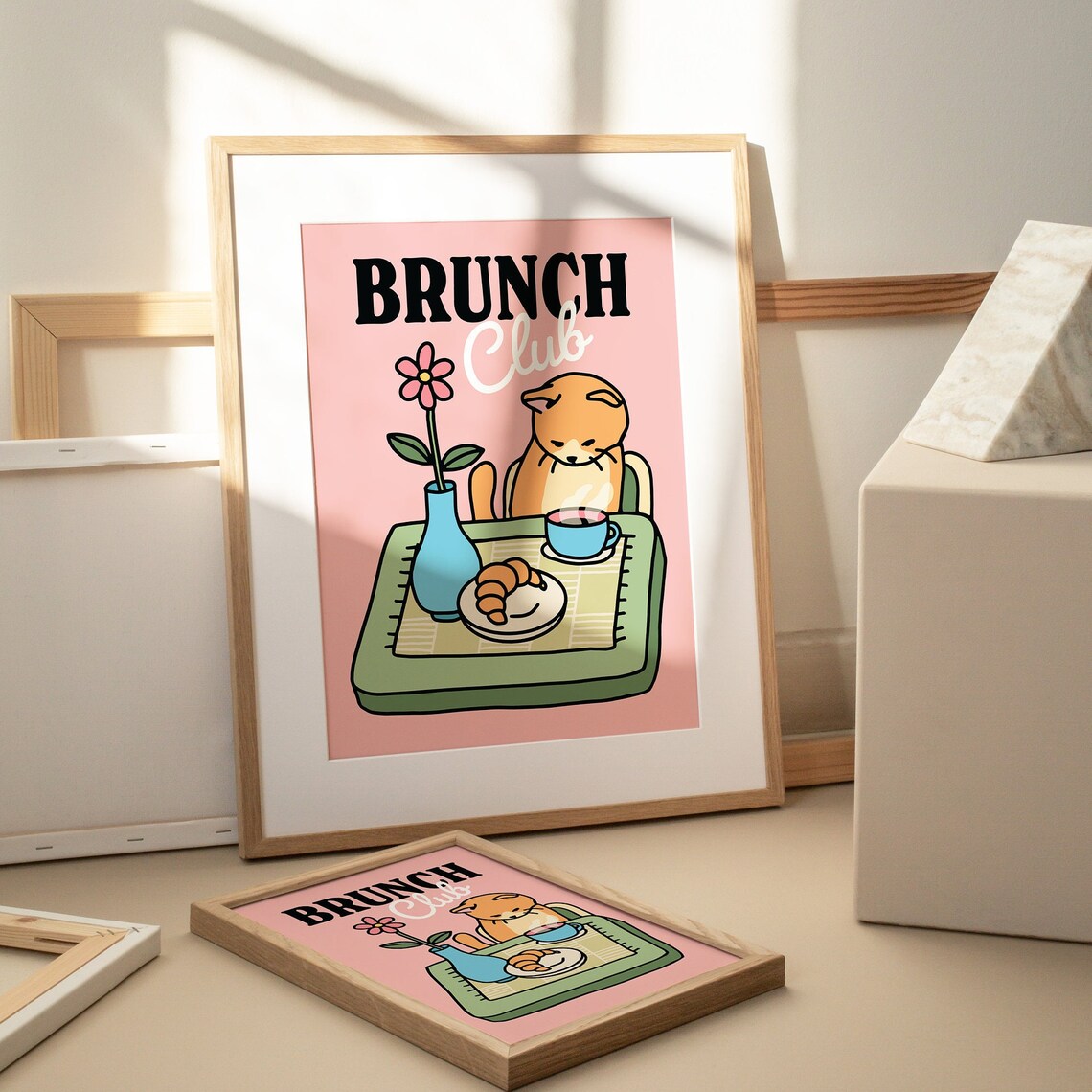Retro Cat Kitchen Art Print, Brunch Club Cafe - Image 3